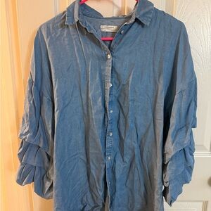 Zara Premium Denim Blue Blouse